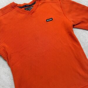 Vintage‎ Abercrombie Fitch Sweater Men's Large Orange Muscle Fit V-Neck Ribbed